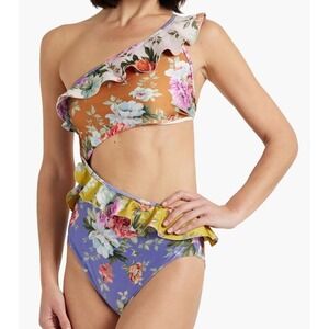 Zimmerman Pattie Cut Out Frill One-Piece Mixed Floral Swimsuit Size 8-10‎ US NWT